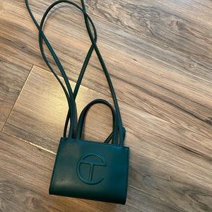 Telfar Small Leather Tote in Deep Teal